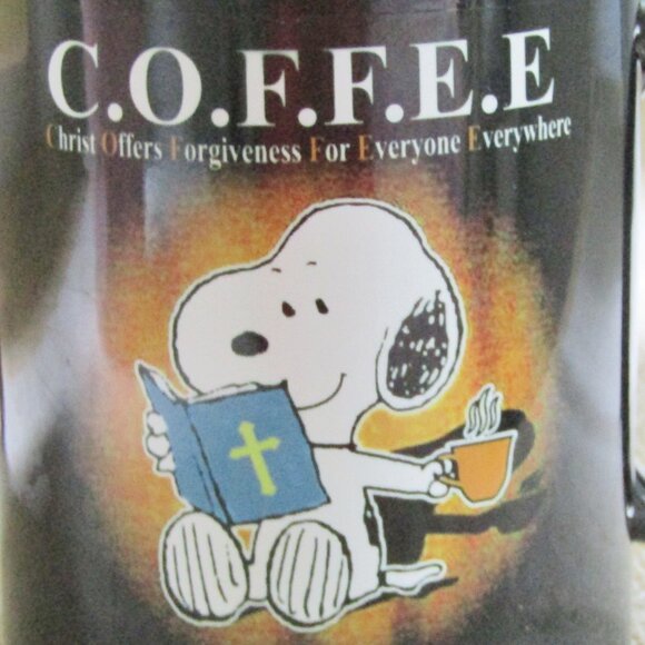 Peanut's Snoopy Bible and Coffee - Double-sided Coffee Mug - Picture 3 of 5